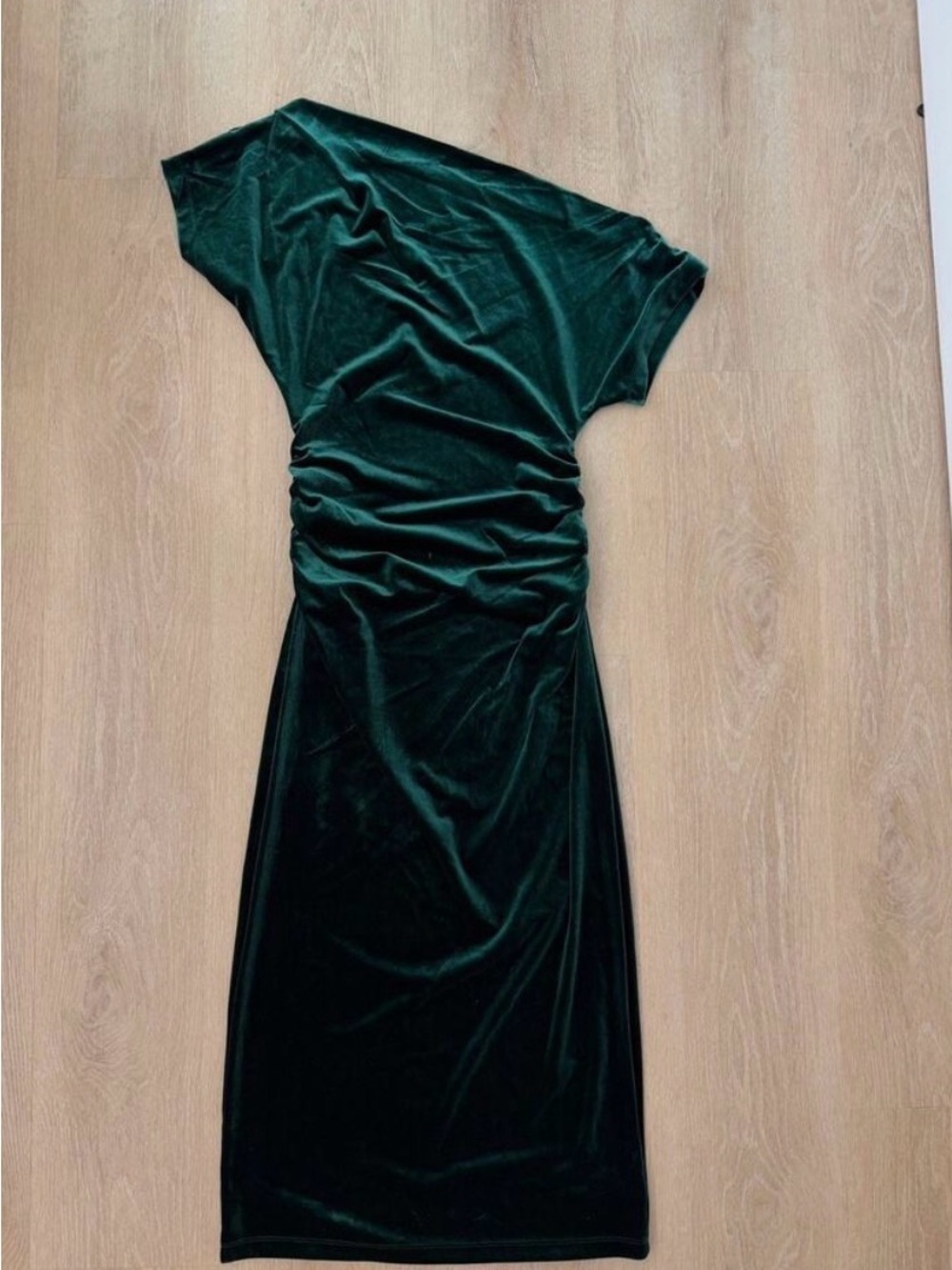 NWOT! Gibson Latimer Velvet Green Holiday Dress Asymmetrical One Shoulder S